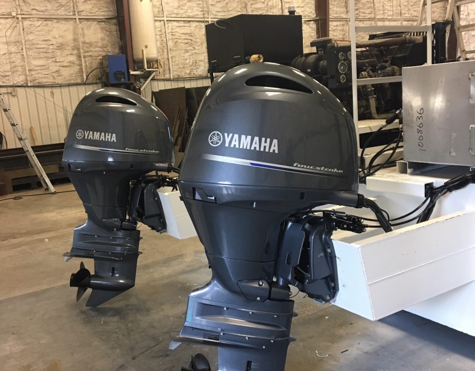 Twin Yamaha Engines Installed on 30' Barge